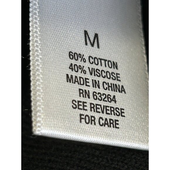 Roz & Ali Black Scalloped V-Neck Sweater Top M 3/4 Sleeve White Trim Knit Pullov - Picture 3 of 7